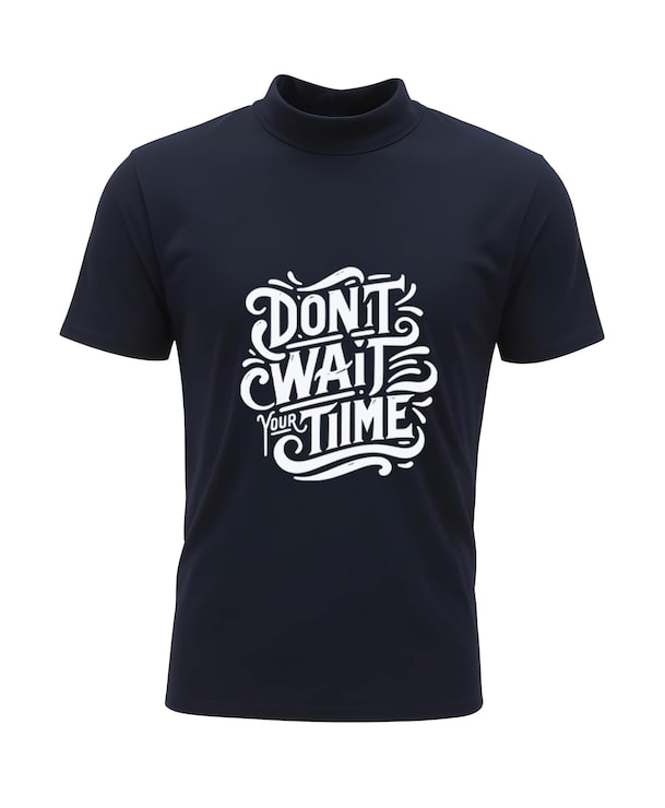 PSD černé tričko s nápisem dont - shirt, které říká dont wait to go