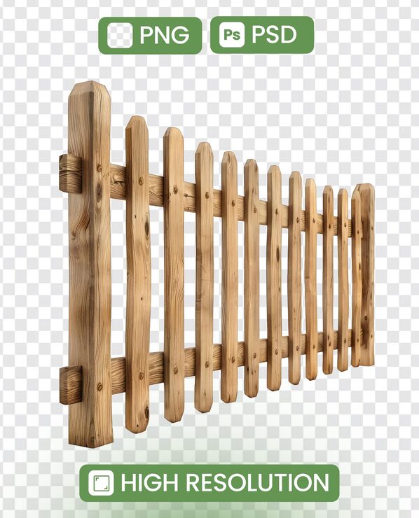 PSD une clôture en bois avec un fond blanc