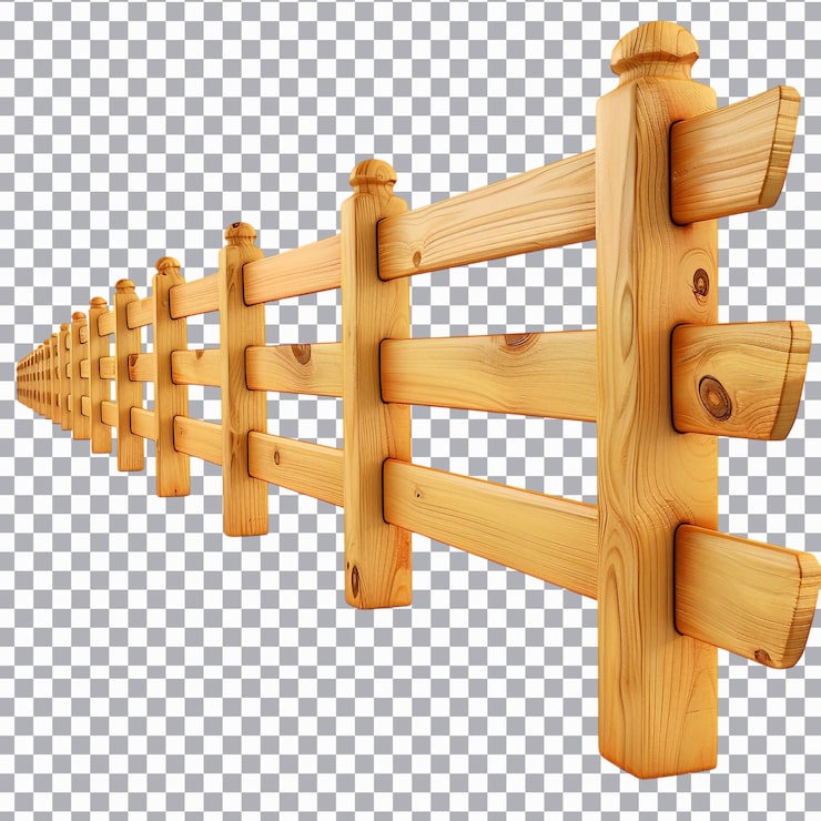 PSD clôture en bois sur un fond transparent isolé