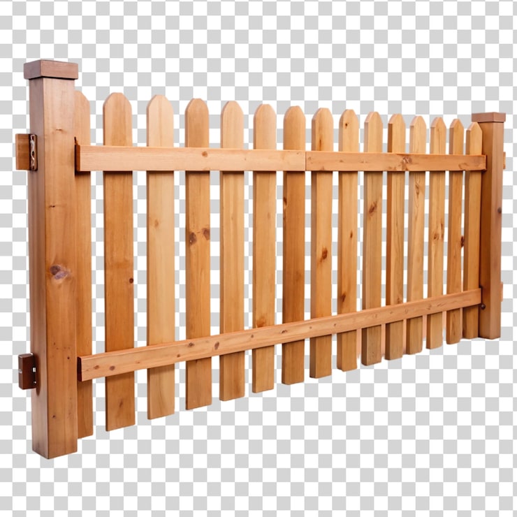 PSD clôture en bois isolée sur un fond transparent