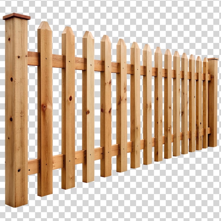 PSD clôture en bois isolée sur un fond transparent