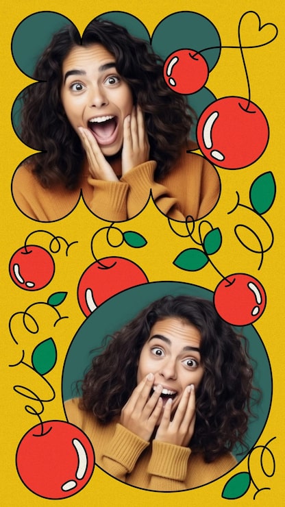 PSD el collage de fotos de las cerezas bonitas psd