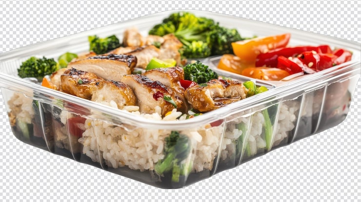 PSD contêiner de comida de plástico versátil com tampa transparente ideal para comida para levar e preparação de refeições