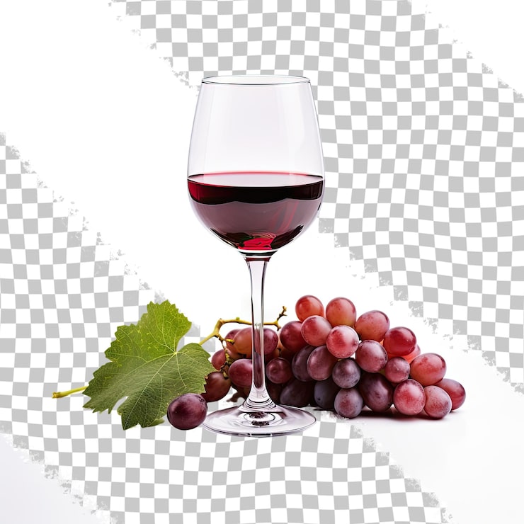 PSD copo com vinho sobre fundo transparente