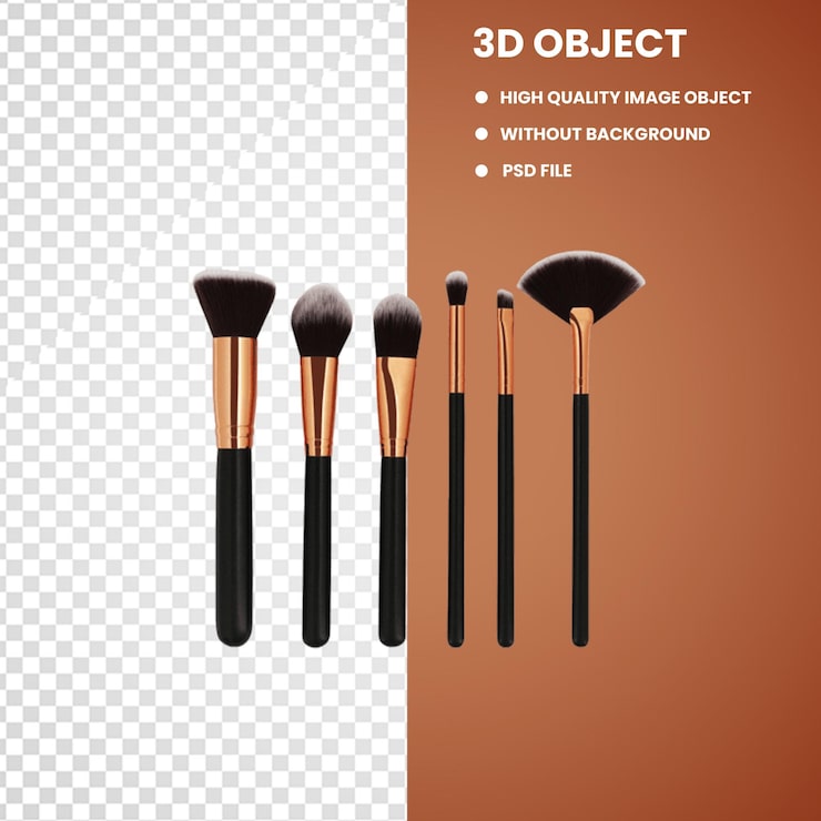 PSD cosméticos pincel de maquillaje para la cara polvo rojo