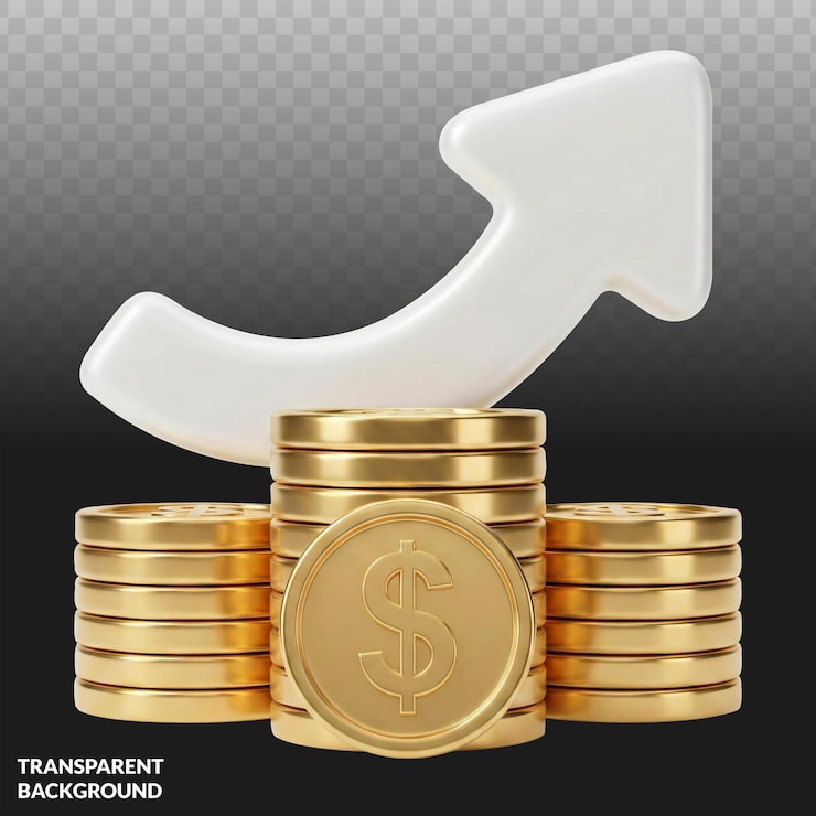 PSD crecimiento y éxito financiero con monedas de dólar en ascenso