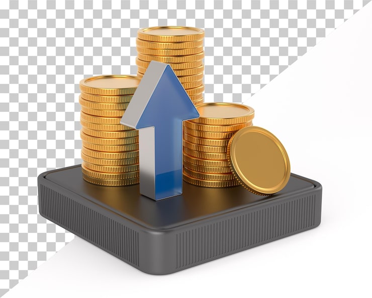 PSD crecimiento del negocio financiero en fondo blanco ilustración 3d aislada