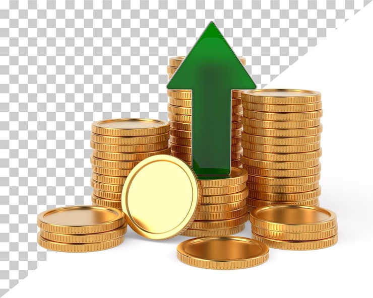 PSD crecimiento del negocio financiero en fondo blanco ilustración 3d aislada