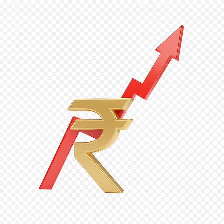 PSD crecimiento de la rupia india con flecha ascendente
