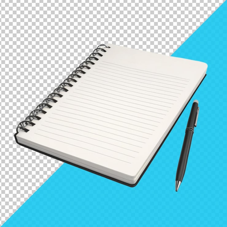 PSD un cuaderno con un bolígrafo en él y un lápiz en él