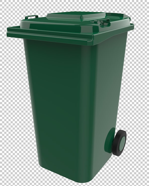 PSD cubo de basura en la ilustración de renderizado 3d de fondo transparente