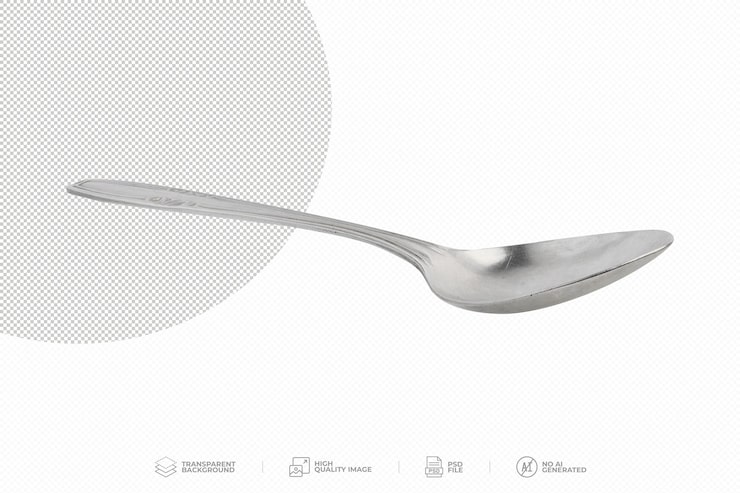 PSD una cuchara de plata brillante en un fondo transparente psd