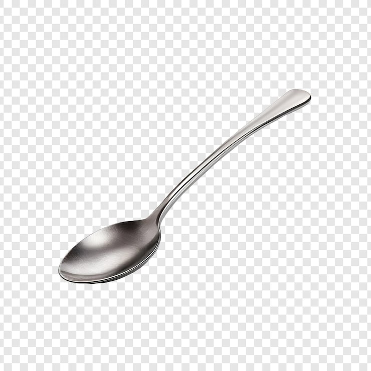 PSD cuchara de té metálica brillante, platos de plata, utensilios de cocina, vajilla de comedor, vajilla para comer, comida para servir, etc.