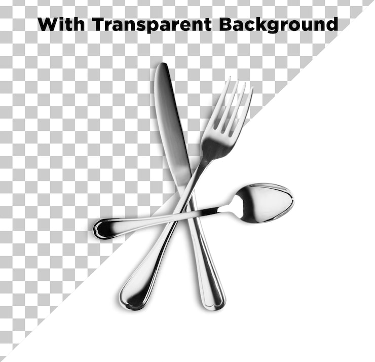 PSD cuchillo de mesa y cuchara o conjunto de cubiertos o artículo de cocina png psd aislado en fondo transparente