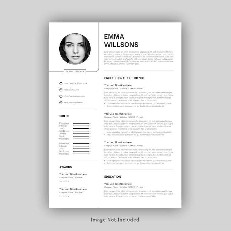 PSD currículum profesional o plantilla de cv