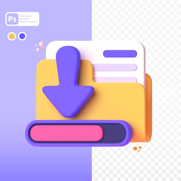 PSD descargar en 3d renderizado para presentación web de activos gráficos u otros