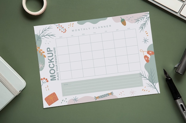 Design creativo del mockup del calendario