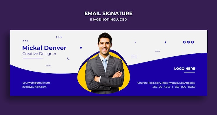 PSD design de modelo de assinatura de e-mail ou rodapé de e-mail e capa de mídia social pessoal