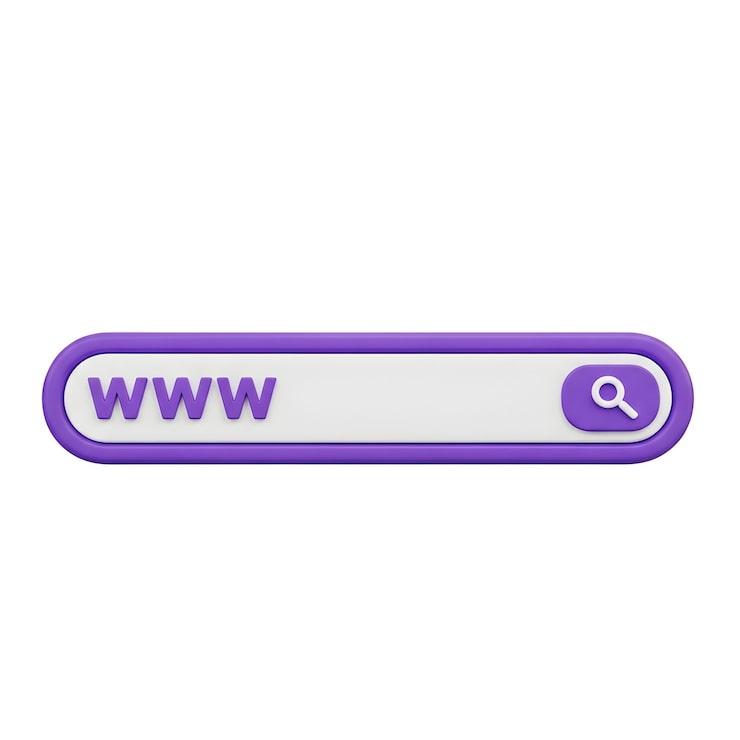 PSD design moderne de boîte de recherche web 3d représentant la navigation sur internet