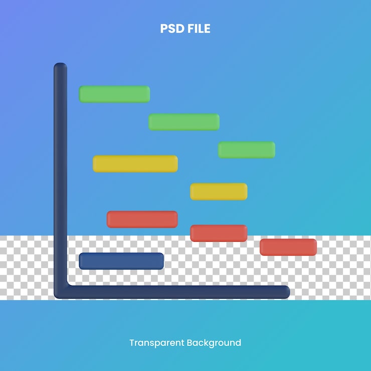 PSD diagrama de gantt representación 3d ilustración de icono análisis de archivo pdf