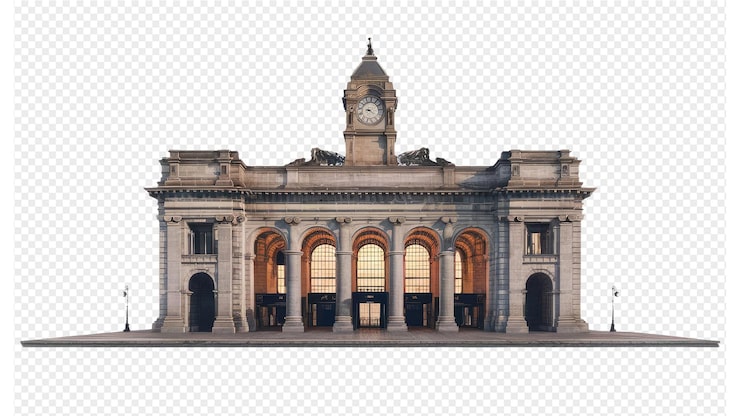 PSD un dibujo de un edificio con un reloj en él