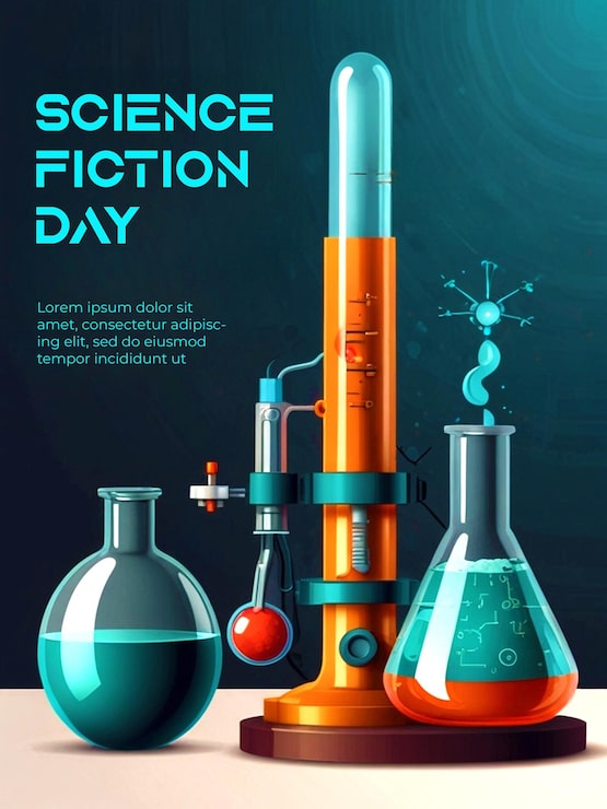 PSD disegno del modello del poster della giornata della scienza