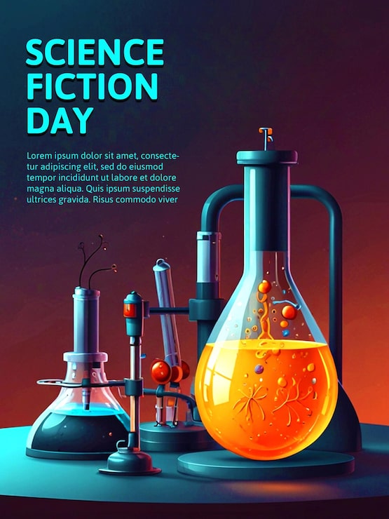 PSD disegno del modello del poster della giornata della scienza