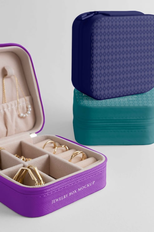 PSD diseño de maqueta de joyero elegante y portátil.