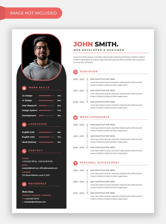 PSD diseño de plantilla de currículum o cv profesional minimalista