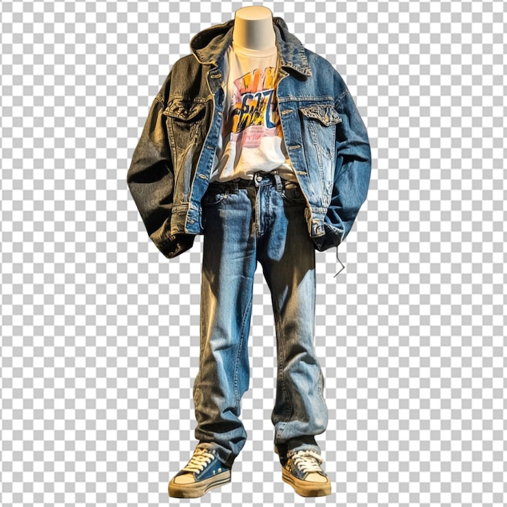 PSD disposición de ropa casual para hombres chaqueta camiseta y vaqueros