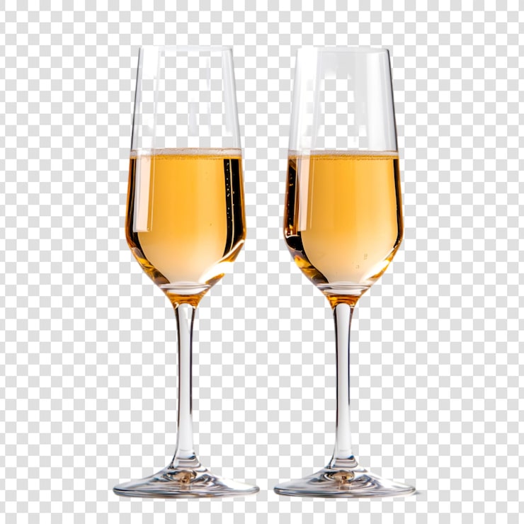 PSD dos vasos de vino espumoso celebración brindis bebida de lujo