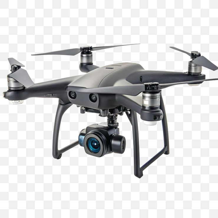 PSD drone quadcopter avançado com câmera em fundo transparente