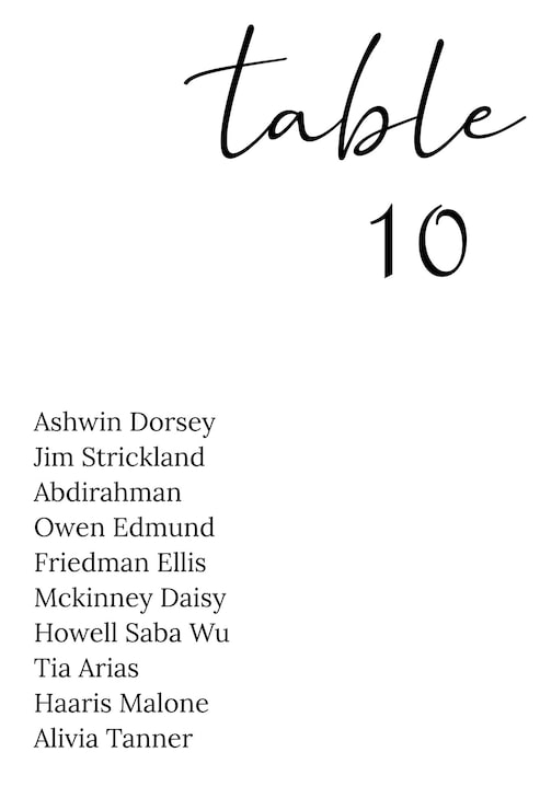 PSD écriture simple et moderne nombre de table de mariage et de célébration