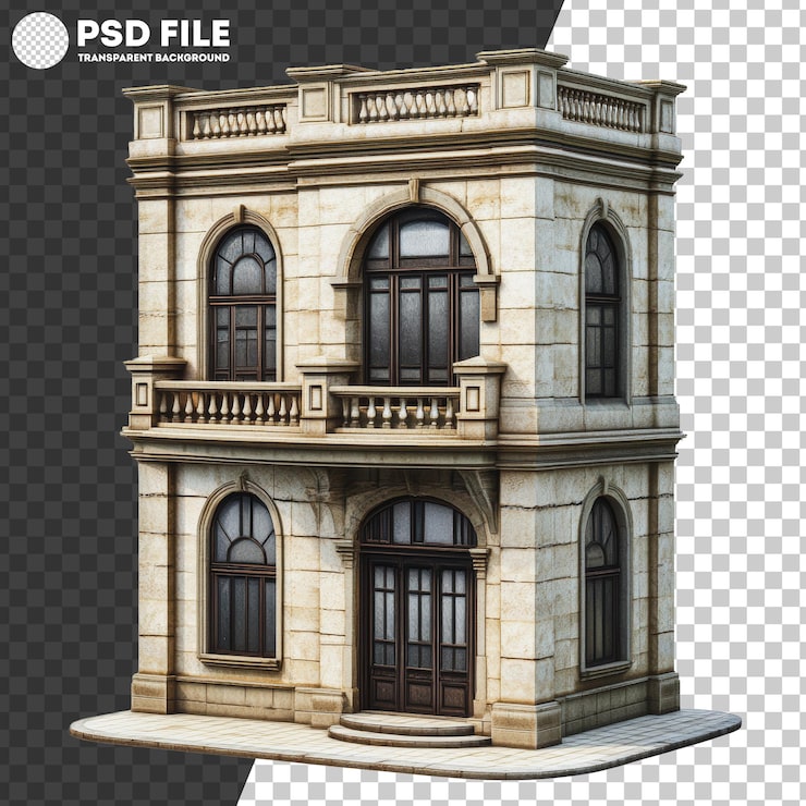 PSD edificio de arquitectura de puesta de sol ornamentado de png