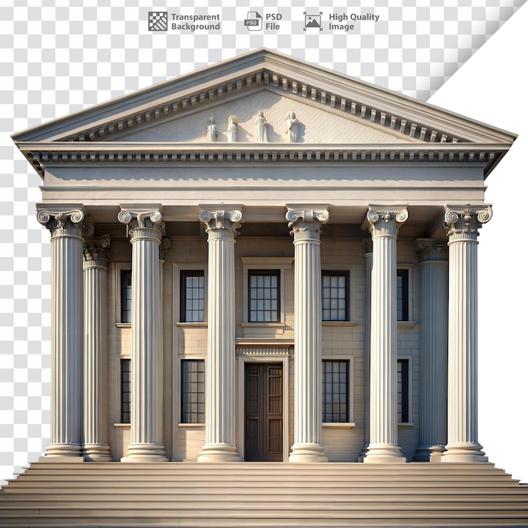 PSD edificio clásico que representa la arquitectura gubernamental o institucional