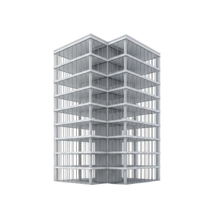 PSD edificio de oficinas moderno de varios pisos
