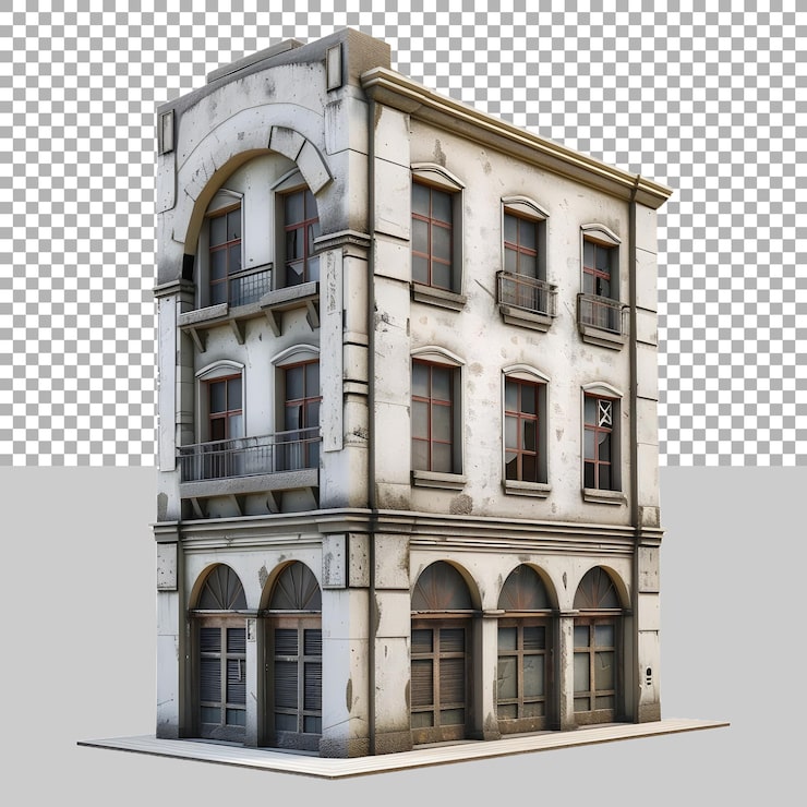 PSD edificio residencial en fondo transparente generado por ai