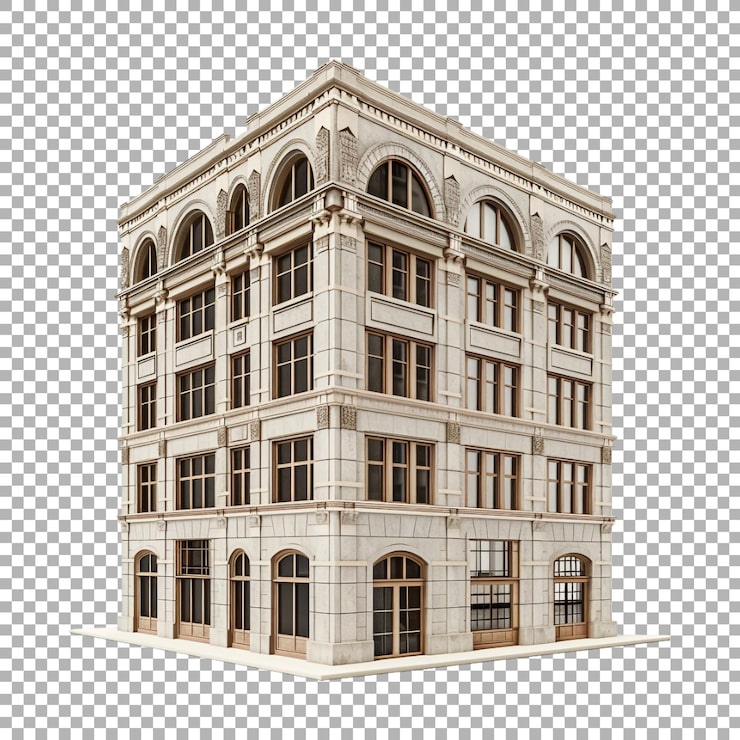 PSD edificio residencial inmobiliario en un fondo transparente generado por ai