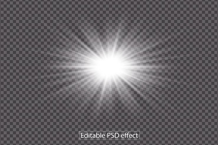 PSD efecto de ráfaga de luz blanca radiante
