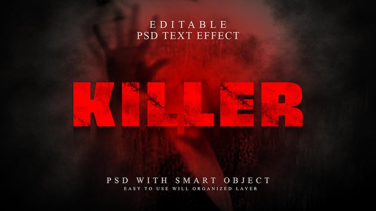 PSD efecto de texto de título asesino