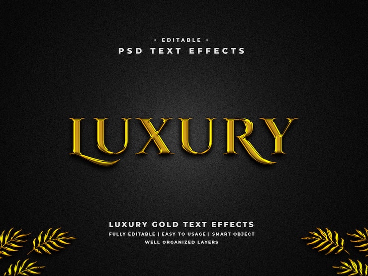 PSD efeito de estilo de texto dourado luxo editável 3d