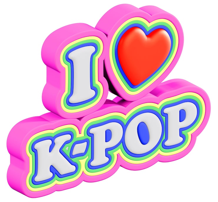 PSD efeito de texto 3d cartum eu amo k-pop