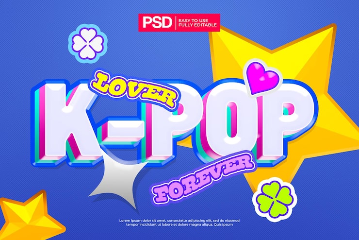 PSD efeito de texto adesivo kpop