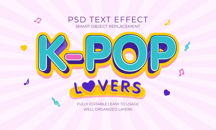 PSD efeito de texto de amantes de kpop
