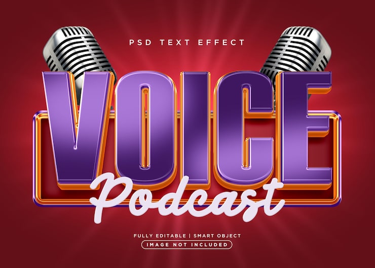 PSD efeito de texto de voz estilo 3d