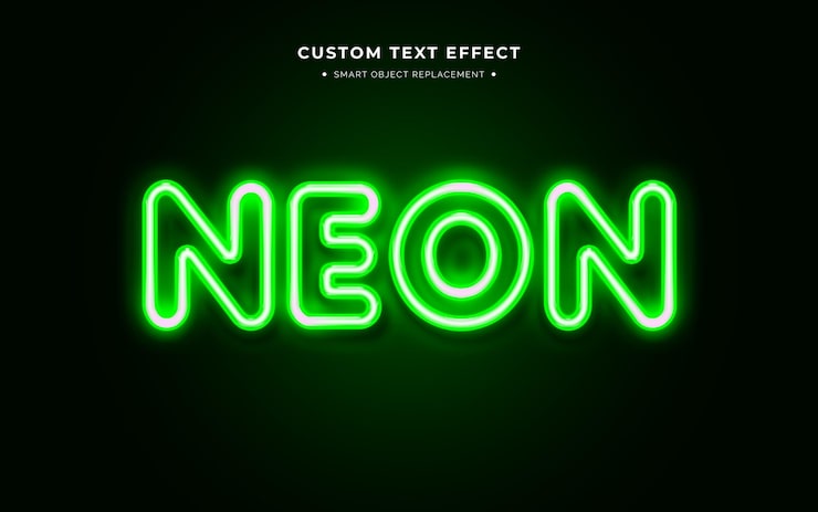 PSD efek teks neon hijau