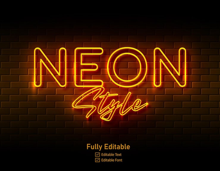 PSD efek teks neon untuk logo efek neon dan efek teks neon dan efek cahaya neon