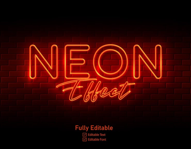 PSD efek teks neon untuk logo efek neon dan efek teks neon dan efek cahaya neon