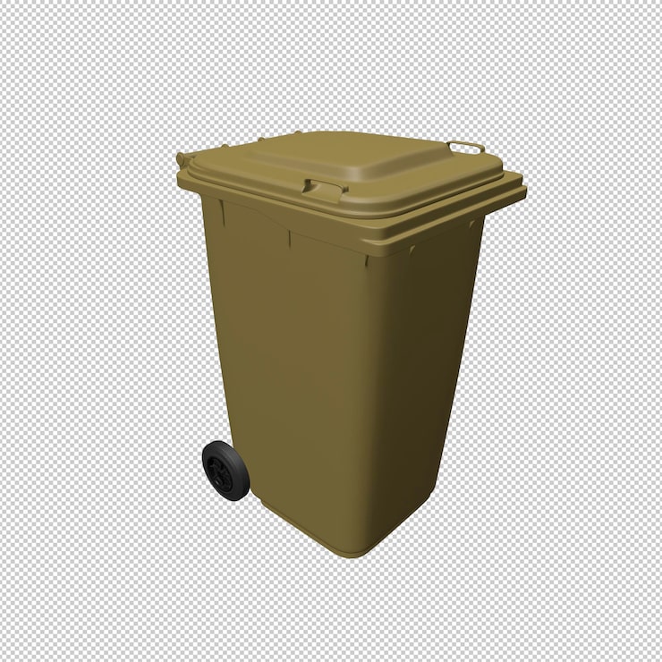 PSD ein müllcontainer mit einem schwarzen rad