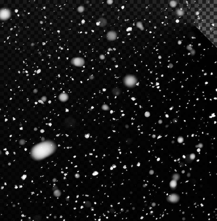 PSD ein schwarz-weißes bild von schneeflocken, die auf einen schwarzen hintergrund fallen